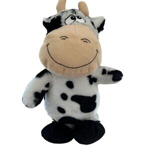 Kellytoy Spotted Cow Stuffed Animal Plush Toy Black White Medium Size 11"‎